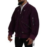 Dsquared² Purple Polyester Full Zipper Bomber Jacket Dsquared² Black