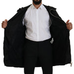 Dsquared² Black White Print Long Hooded Coat Nylon Jacket Dsquared² Gray