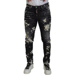 Dsquared² Black Washed White Color Splash Casual Denim Jeans PAN74443-48