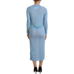 Dsquared² Blue Printed Viscose Long Sleeves Cover Up Dress Dsquared² Dark Gray