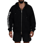Dsquared² Black Hooded Full Zip Printed Sleeves Sweater Dsquared² Black
