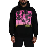 Dsquared² Black Cotton Hooded Printed Men Pullover Sweater Dsquared² Pale Violet Red