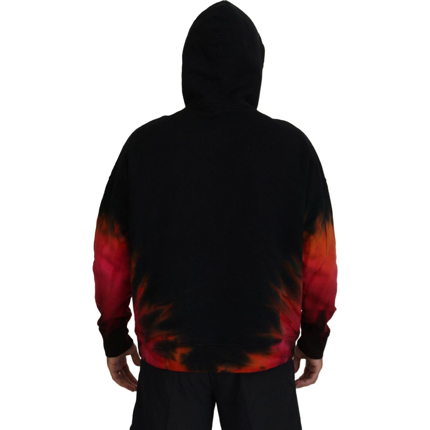 Dsquared² Black Red Cotton Hooded Tie Dye Pullover Sweater TSH83484-48