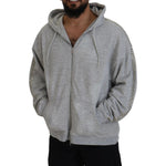 Dsquared² Gray Hooded Printed Crystal Embellishment Sweater TSH83491-48