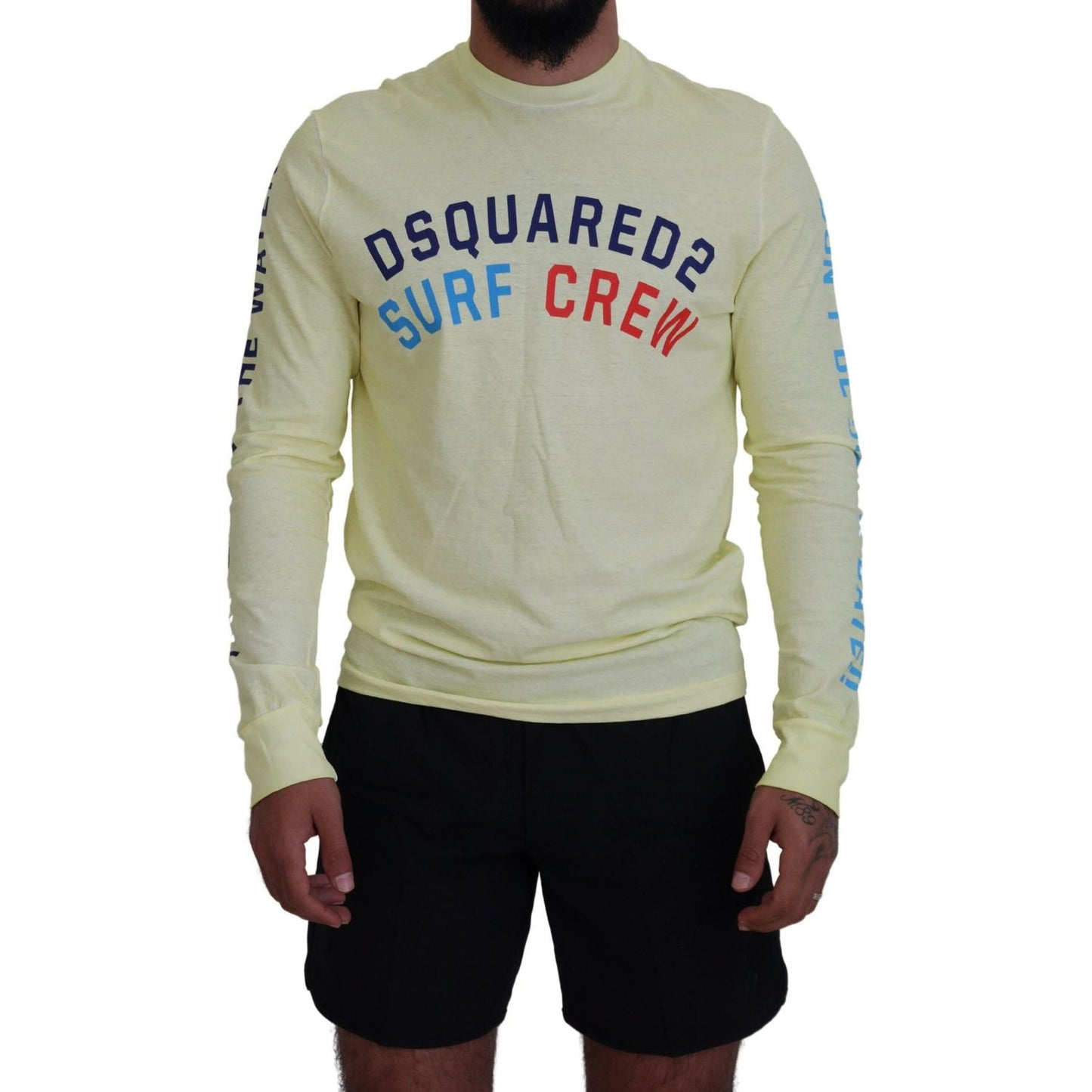 Dsquared² Yellow Colorful Print Long Sleeves Top T-shirt TSH83504-48