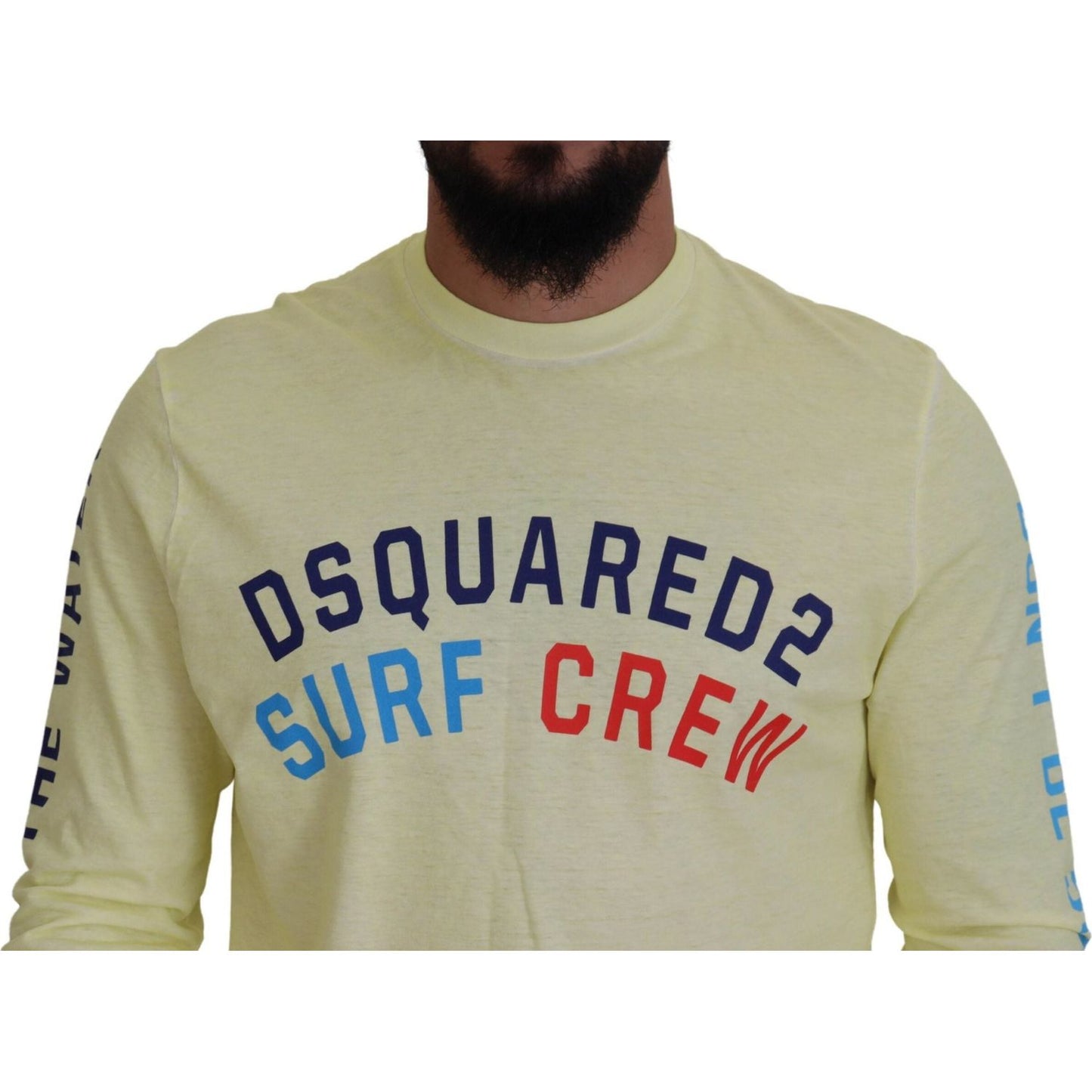 Dsquared² Yellow Colorful Print Long Sleeves Top T-shirt TSH83504-48