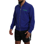 Dsquared² Blue Cotton Printed Collared Men Full Zip Sweater TSH83522-48