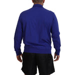 Dsquared² Blue Cotton Printed Collared Men Full Zip Sweater TSH83522-48