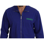 Dsquared² Blue Cotton Printed Collared Men Full Zip Sweater TSH83522-48
