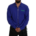 Dsquared² Blue Cotton Printed Collared Men Full Zip Sweater TSH83522-48