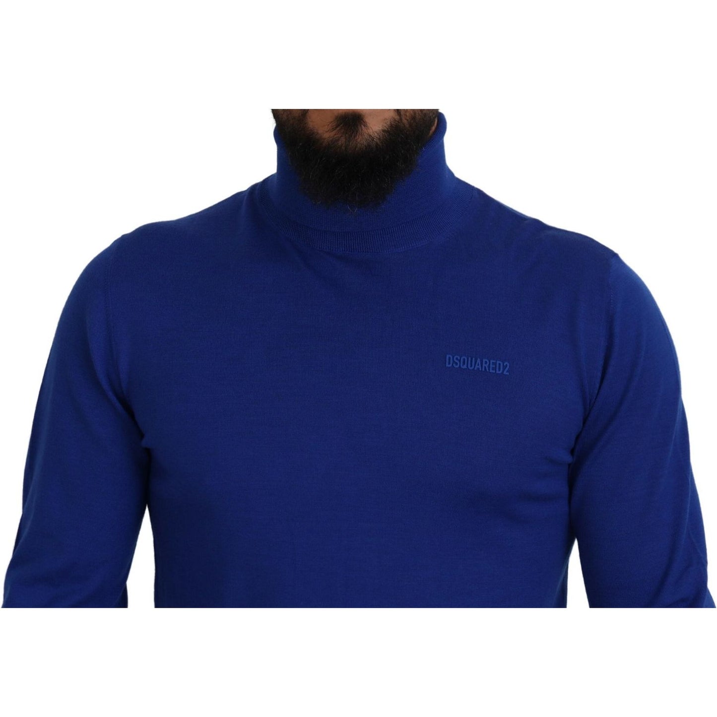 Dsquared² Blue Logo Print Long Sleeves Turtle Neck Sweater TSH83523-48