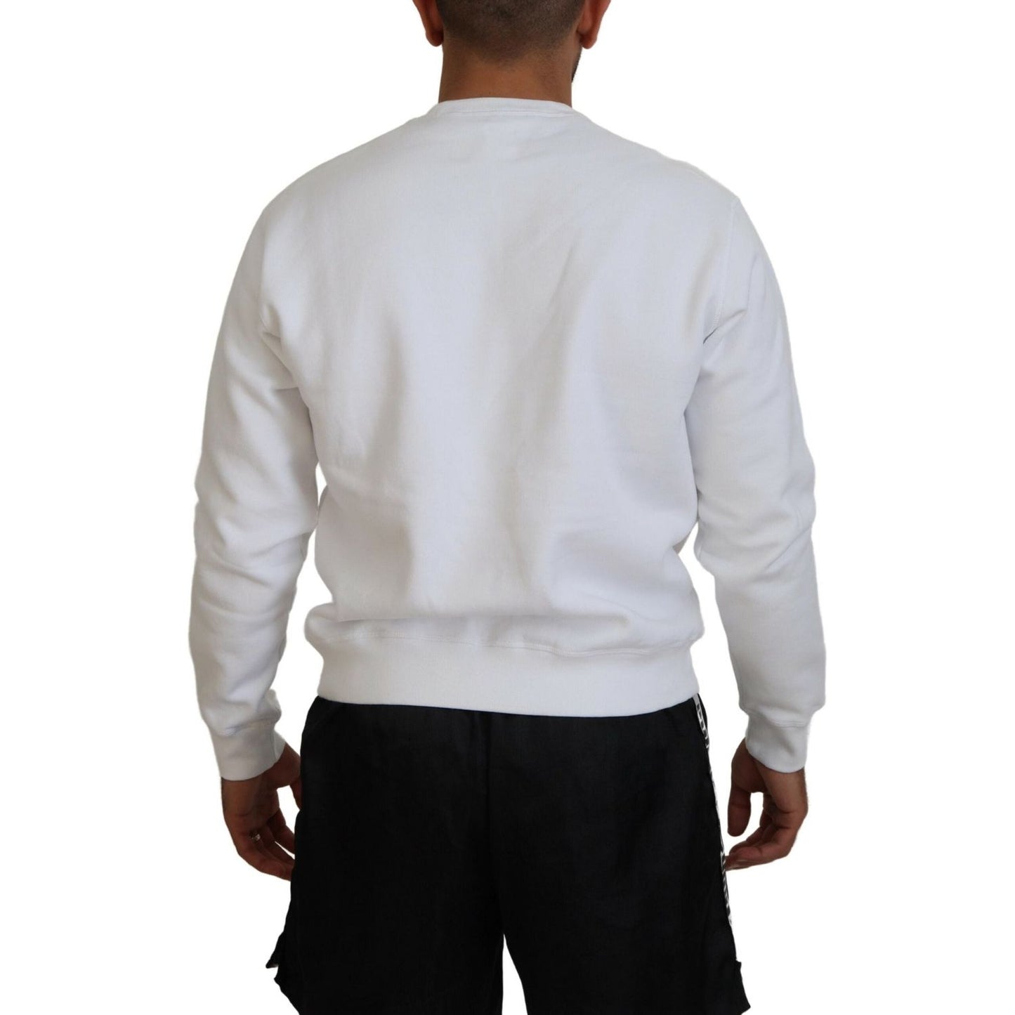 Dsquared² White Printed Long Sleeves Pullover Sweater TSH83529-48