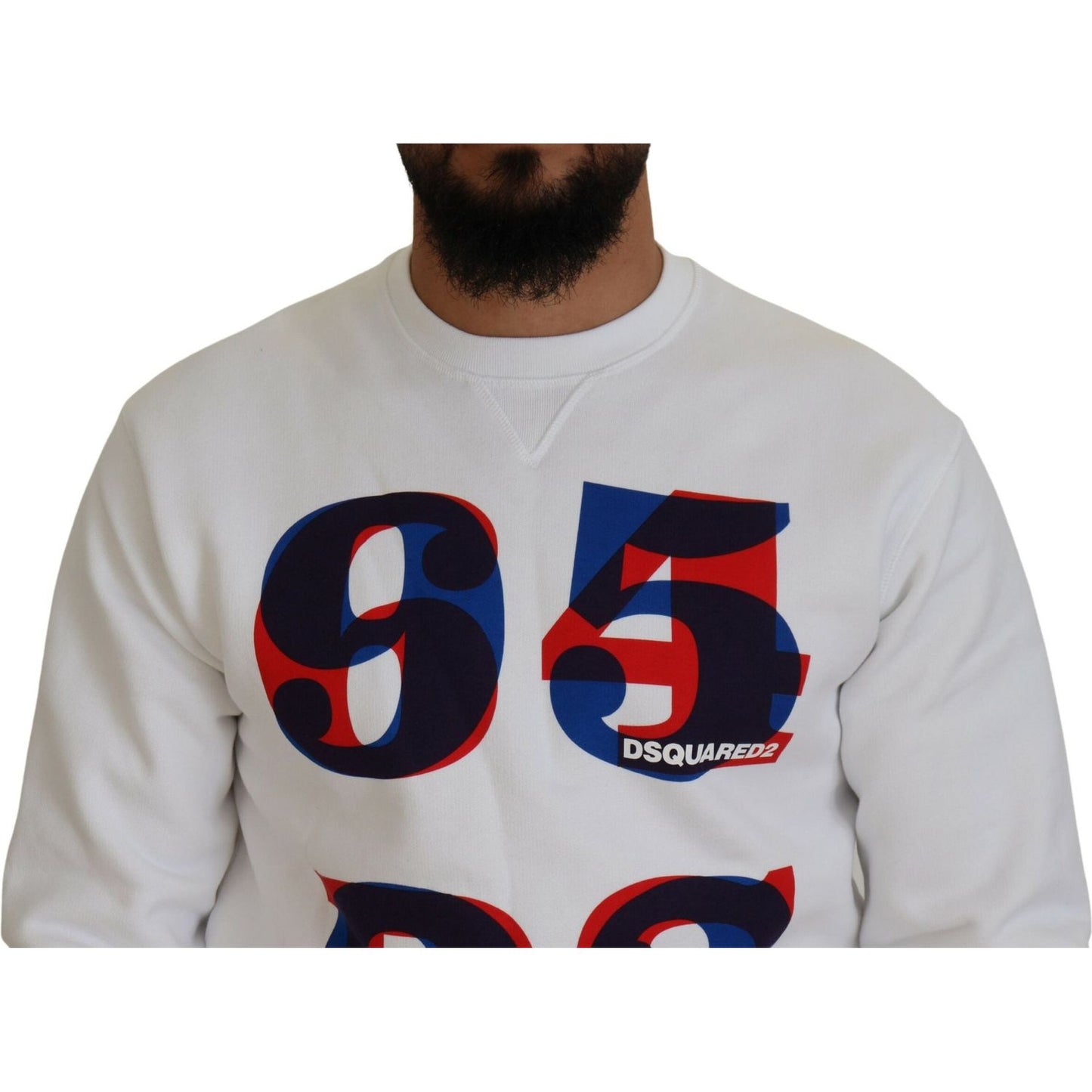 Dsquared² White Printed Long Sleeves Pullover Sweater TSH83529-48