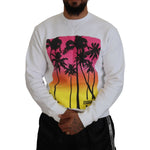 Dsquared² White Cotton Printed Long Sleeves Pullover Sweater TSH83533-48