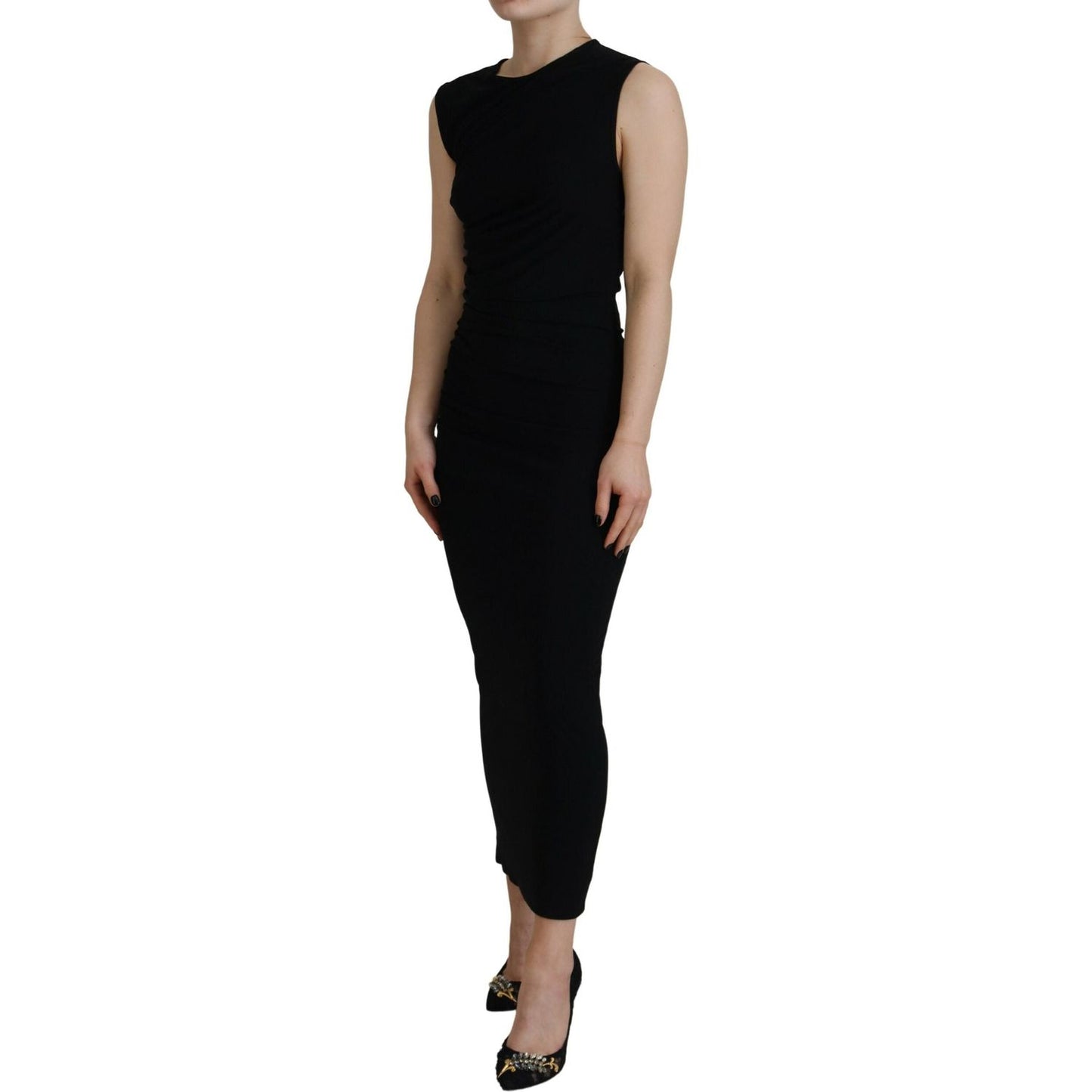 Dsquared² Black Viscose Sleeveless Ruched Maxi Dress DR28828-38