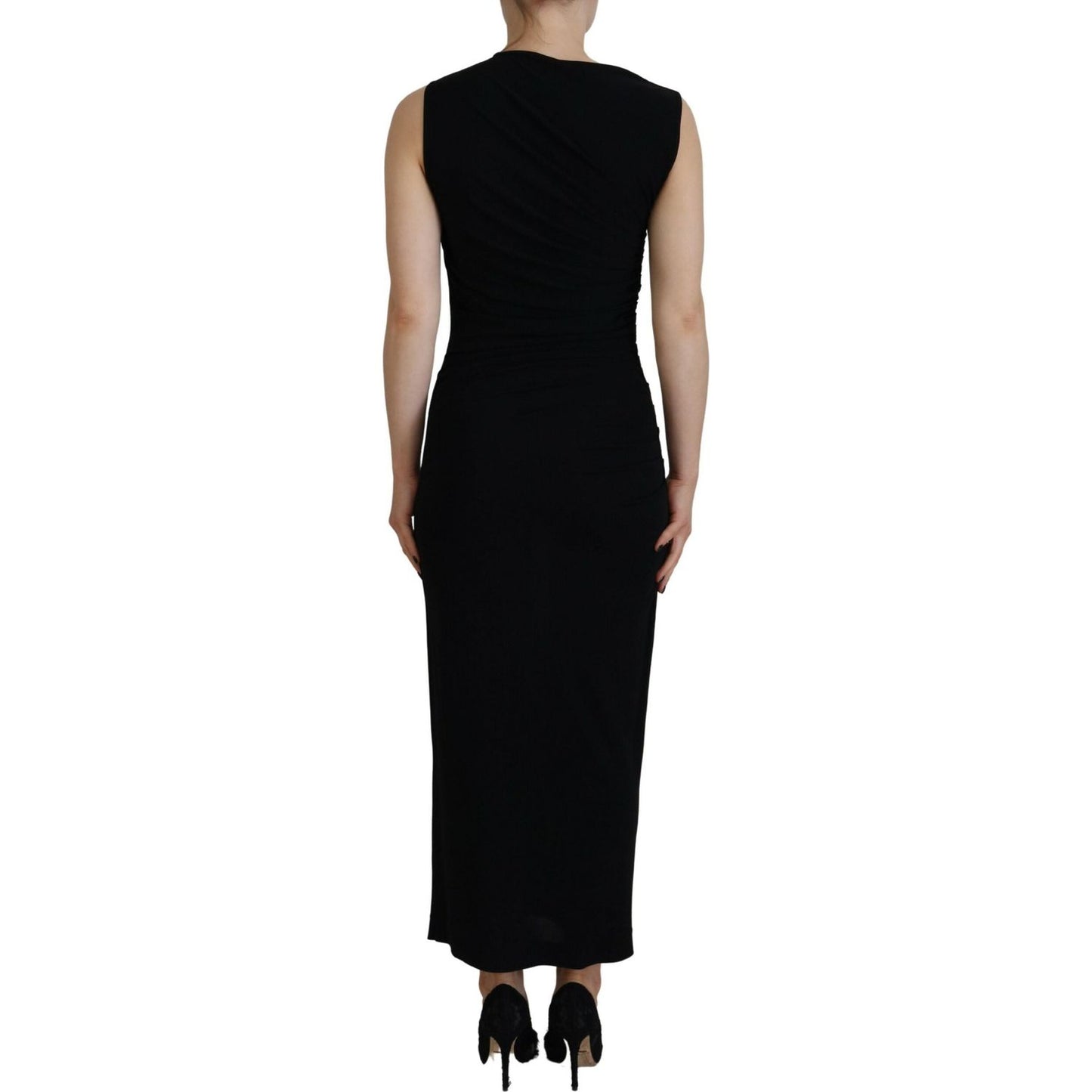 Dsquared² Black Viscose Sleeveless Ruched Maxi Dress DR28828-38