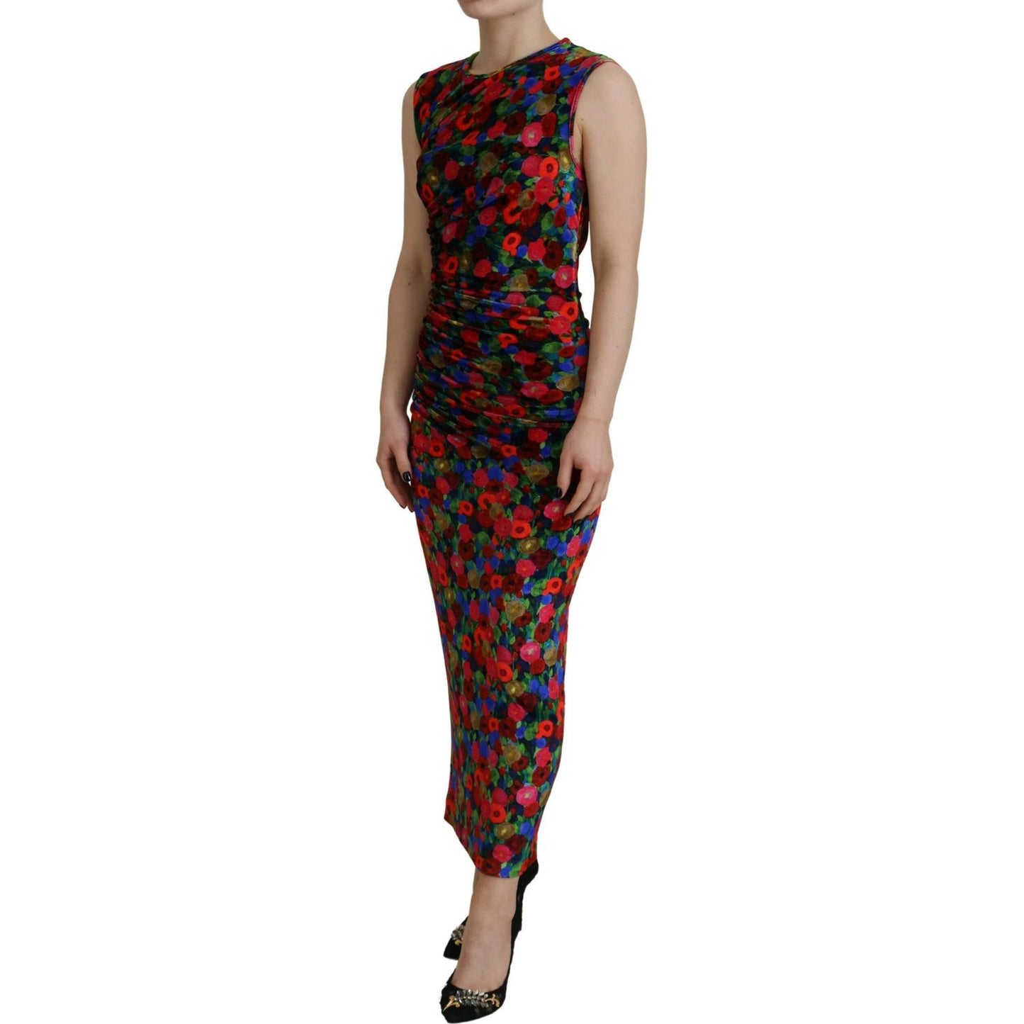 Dsquared² Multicolor Floral Bodycon Ruched Maxi Dress DR28831-38