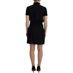Dsquared² Black Polyester Short Sleeves Sheath Mini Dress DR28837-38