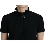 Dsquared² Black Polyester Short Sleeves Sheath Mini Dress DR28837-38