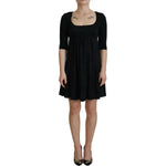 Dsquared² Black Acetate Short Sleeves A-line Sheath Dress DR28840-38