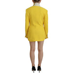 Dsquared² Yellow Peak Double Breasted Suit Blazer Short Set KOS2009-38