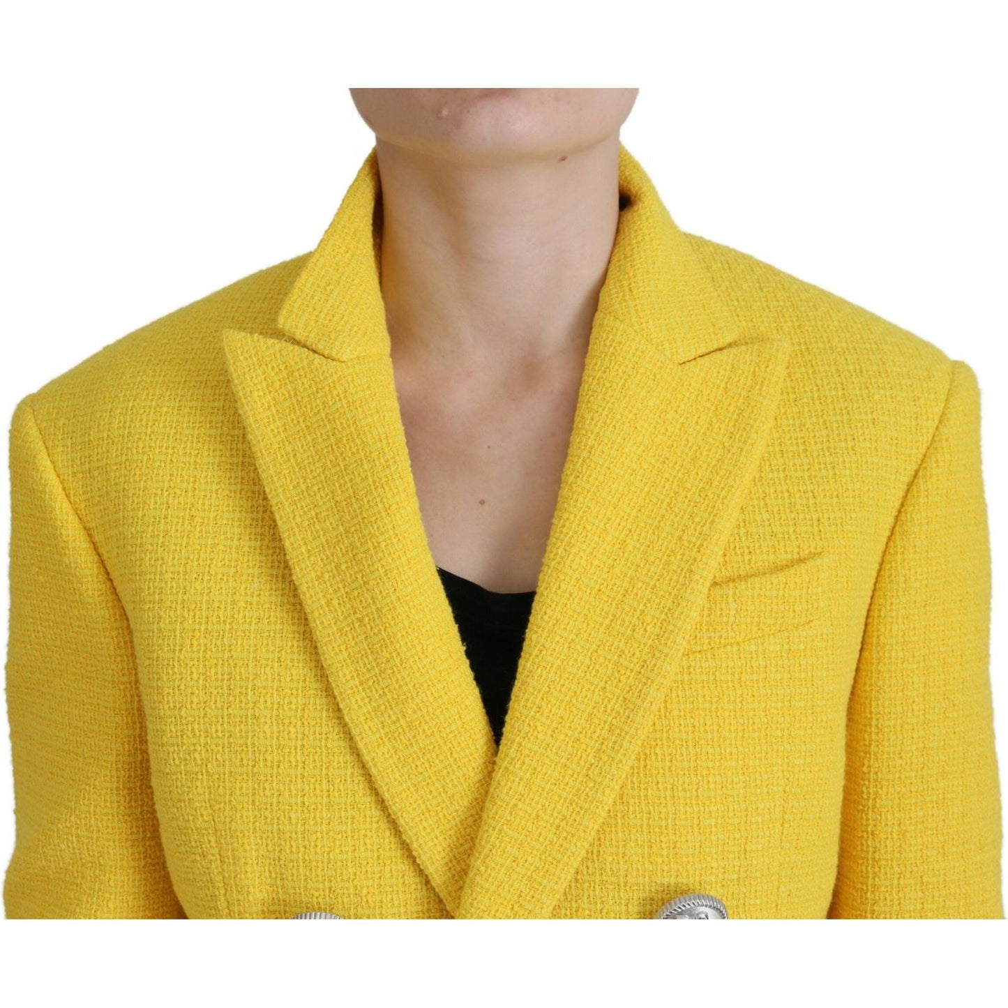 Dsquared² Yellow Peak Double Breasted Suit Blazer Short Set KOS2009-38