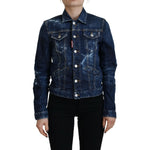 Dsquared² Blue Icon Printed Distressed Denim Jacket JKT3513-38