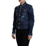 Dsquared² Blue Icon Printed Distressed Denim Jacket JKT3513-38