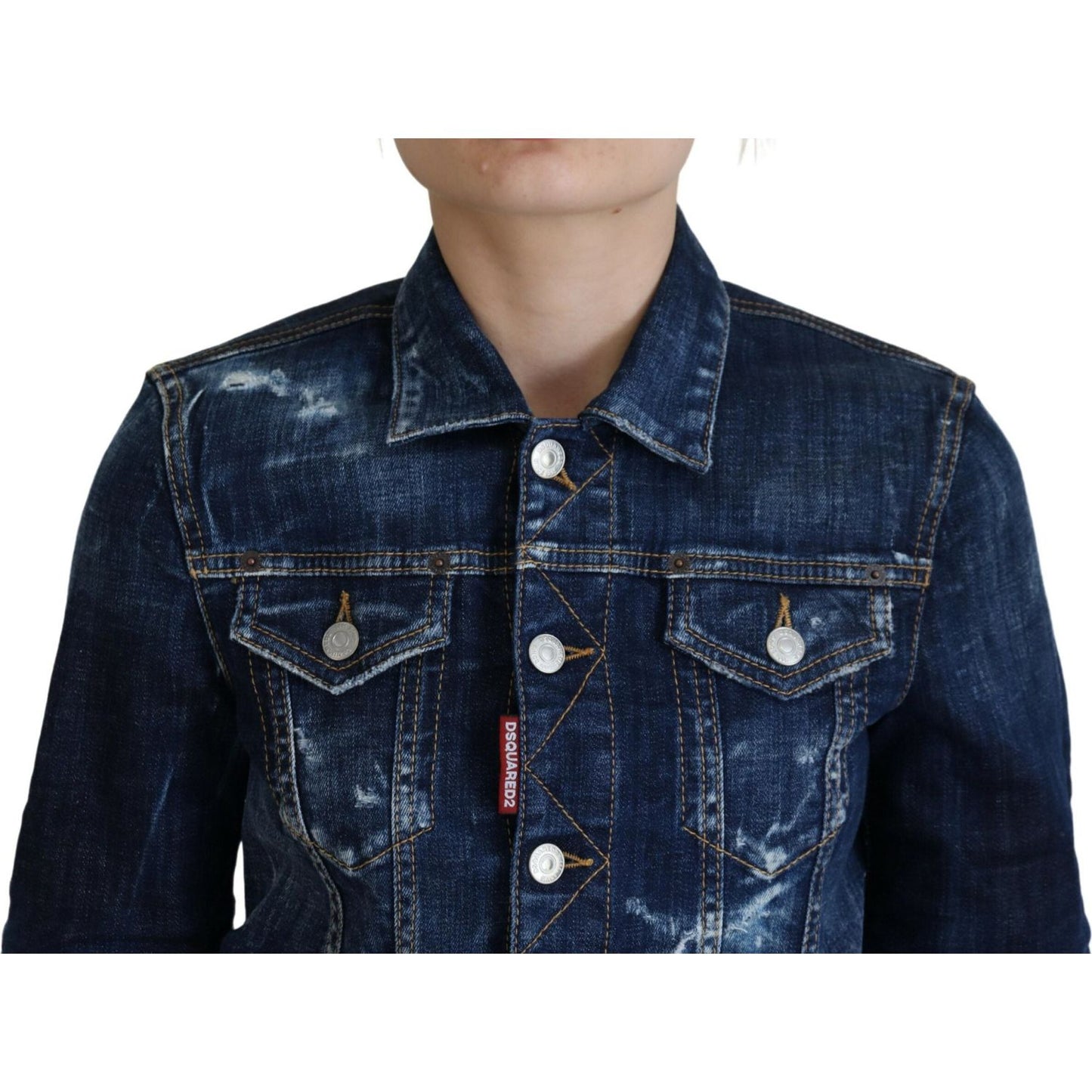 Dsquared² Blue Icon Printed Distressed Denim Jacket JKT3513-38