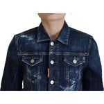 Dsquared² Blue Icon Printed Distressed Denim Jacket JKT3513-38