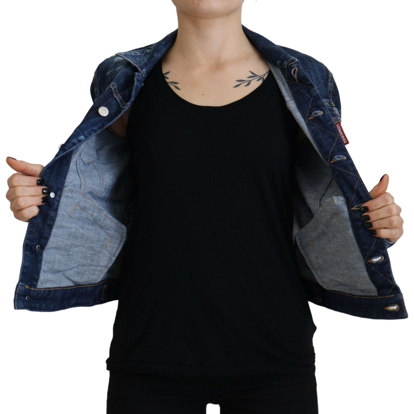 Dsquared² Blue Icon Printed Distressed Denim Jacket JKT3513-38