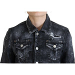 Dsquared² Gray Washed Cotton Distressed Denim Jacket Dsquared² Dark Slate Gray