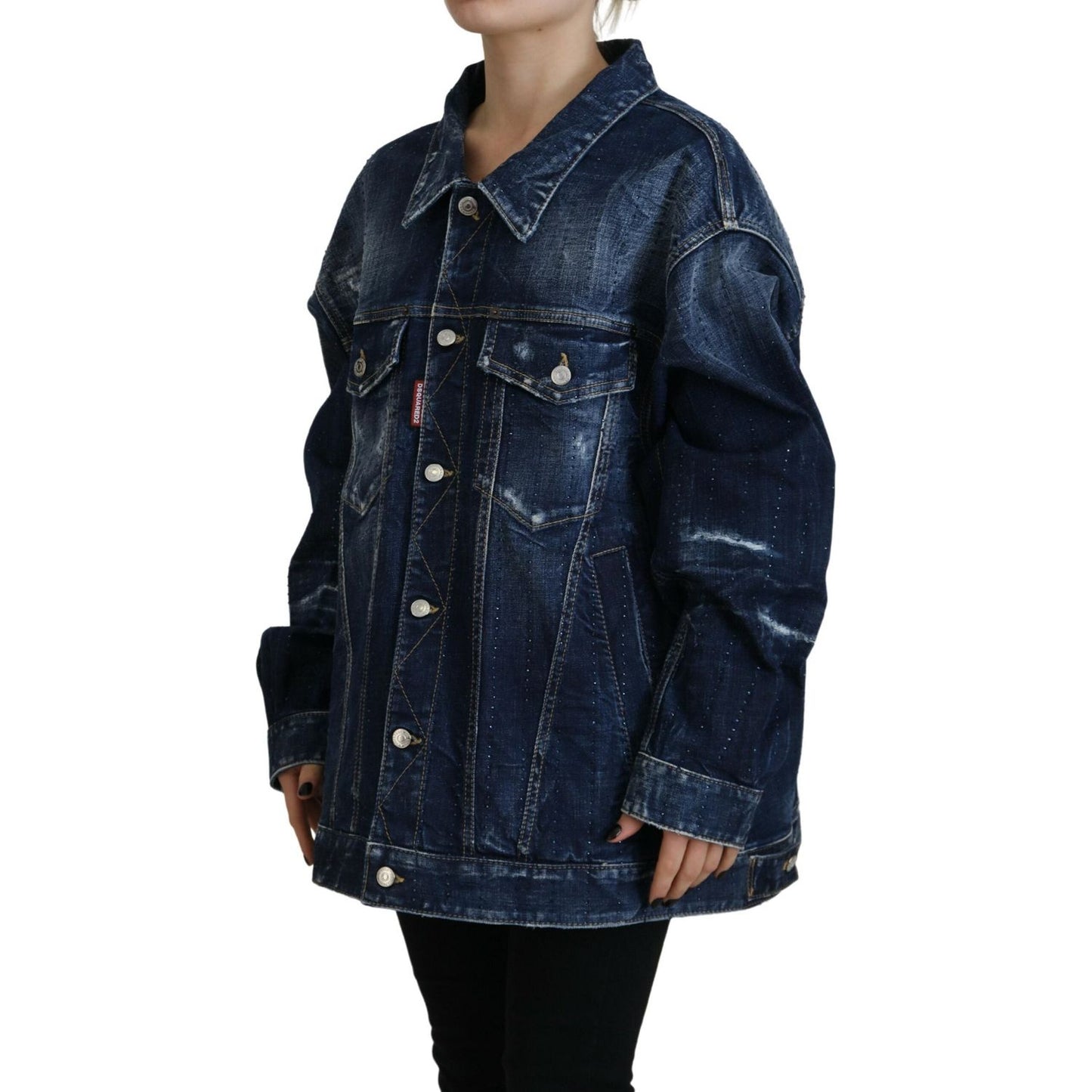 Dsquared² Blue Distressed Collared Denim Jacket JKT3518-38