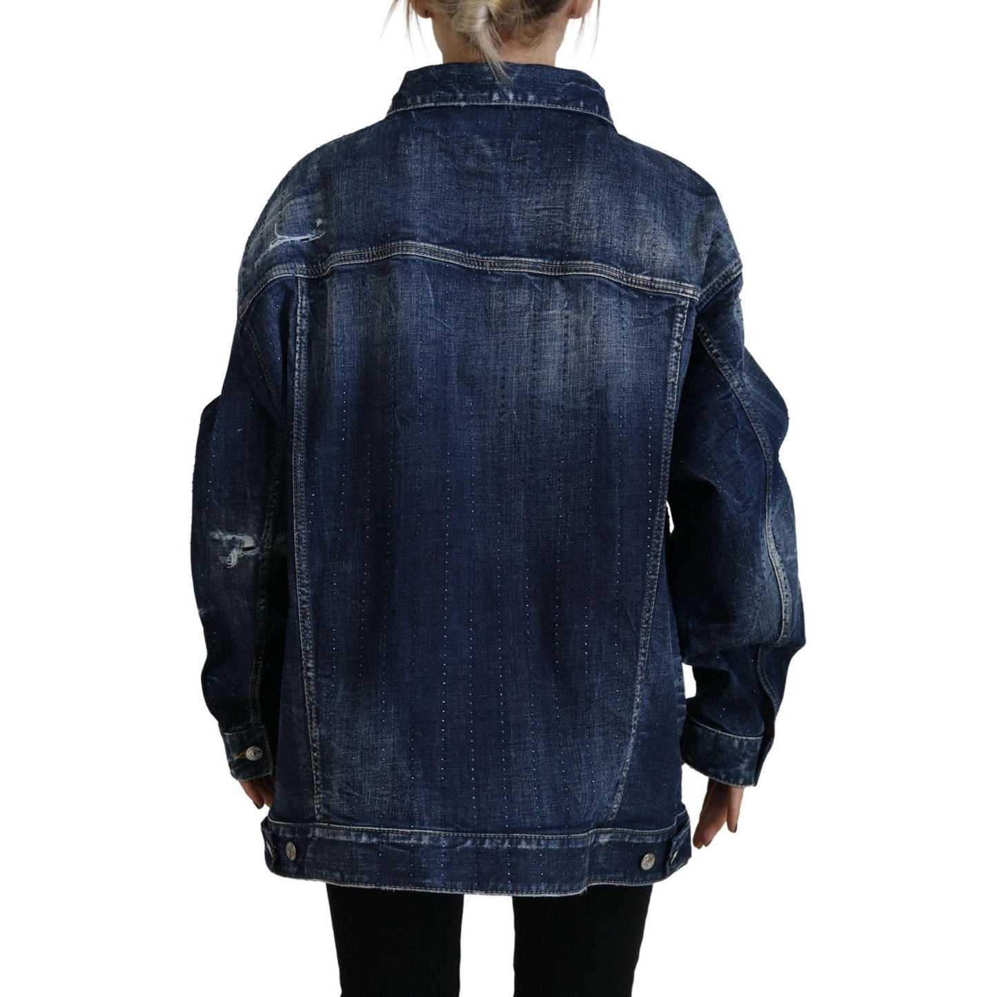 Dsquared² Blue Distressed Collared Denim Jacket JKT3518-38