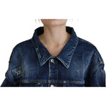 Dsquared² Blue Distressed Collared Denim Jacket JKT3518-38