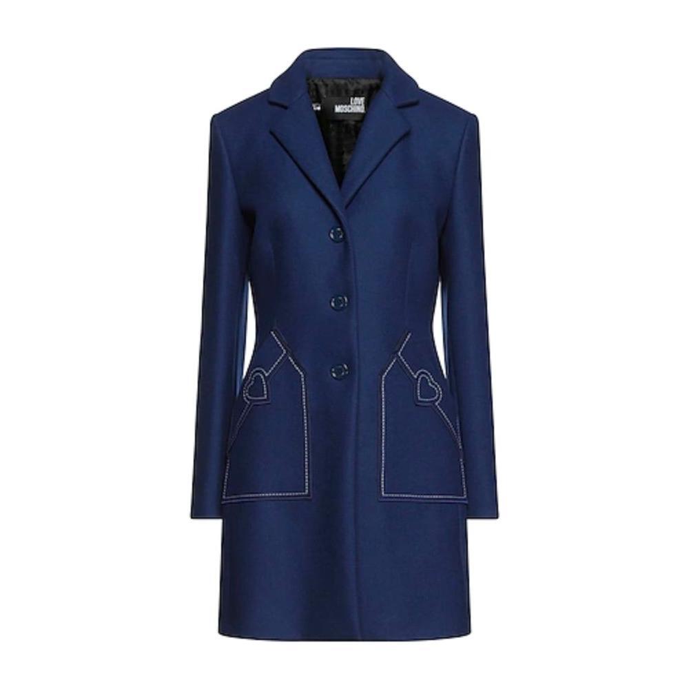 Love Moschino Blue Wool Women Coat LO-6954-IT46 | L
