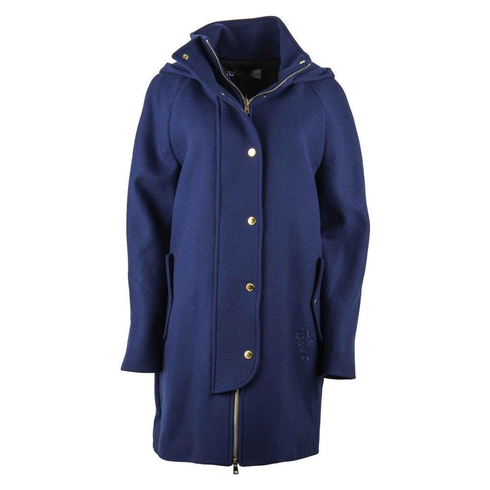 Love Moschino Blue Wool Women Coat LO-7638-IT44|L