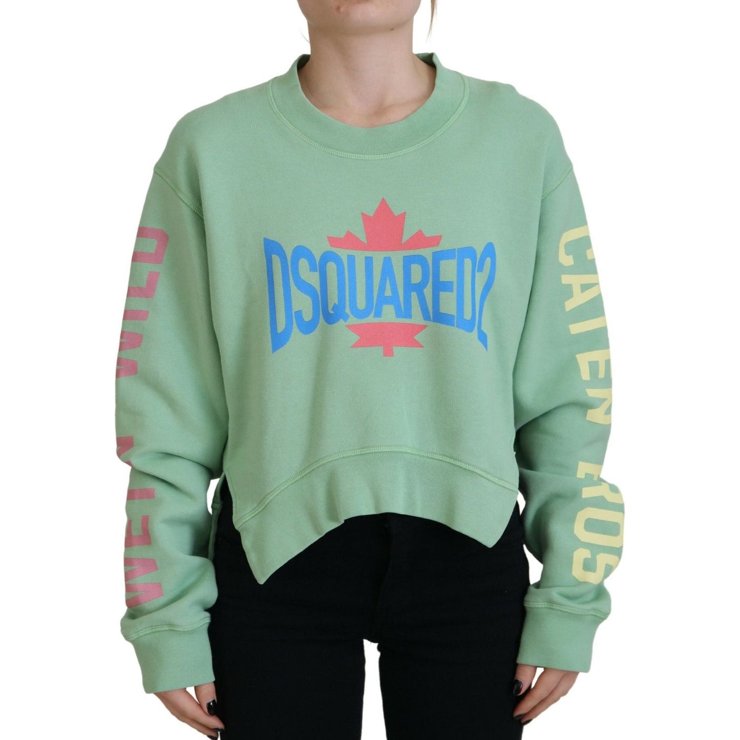 Dsquared² Green Logo Printed Crew Neck Long Sleeve Sweater TSH83447-38