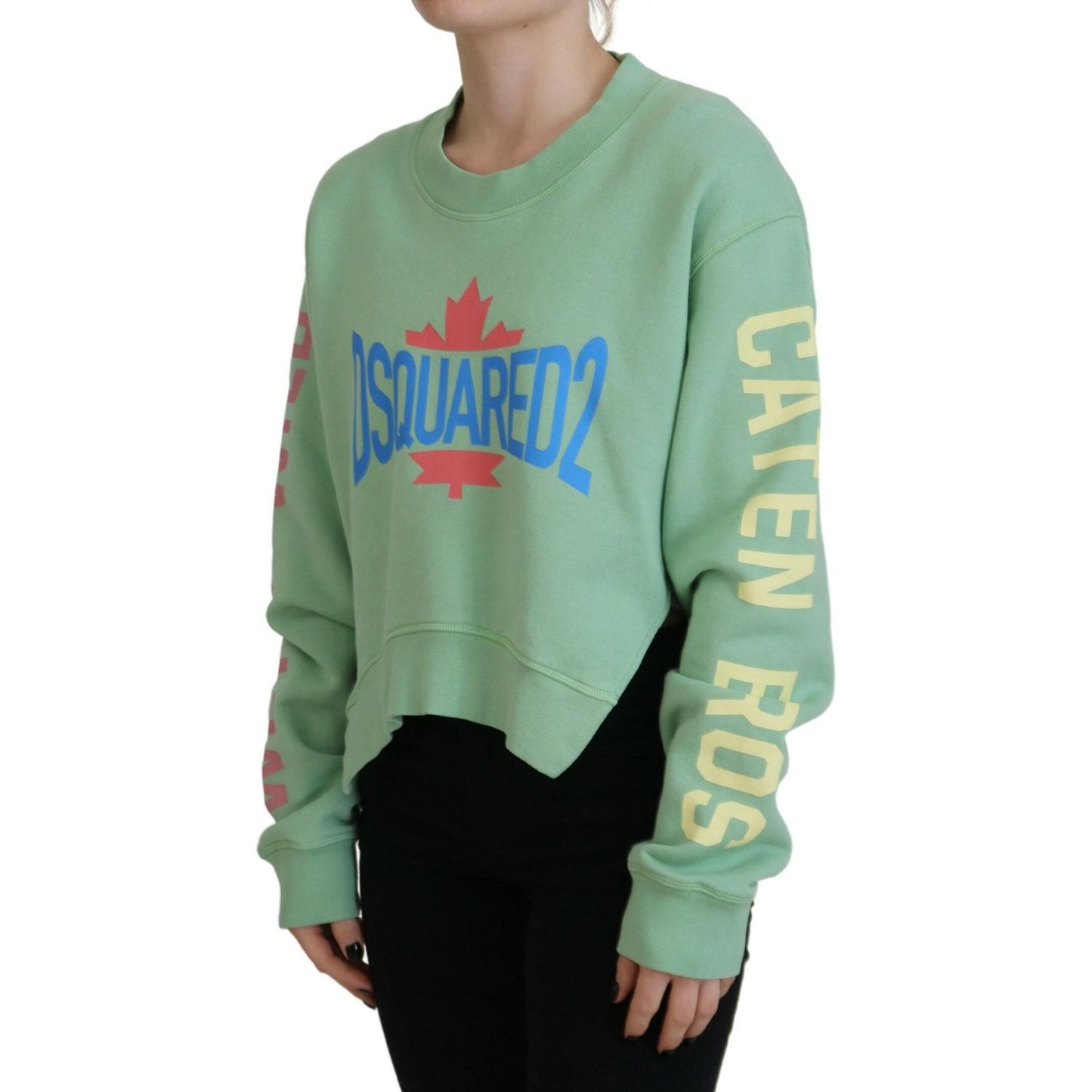Dsquared² Green Logo Printed Crew Neck Long Sleeve Sweater TSH83447-38