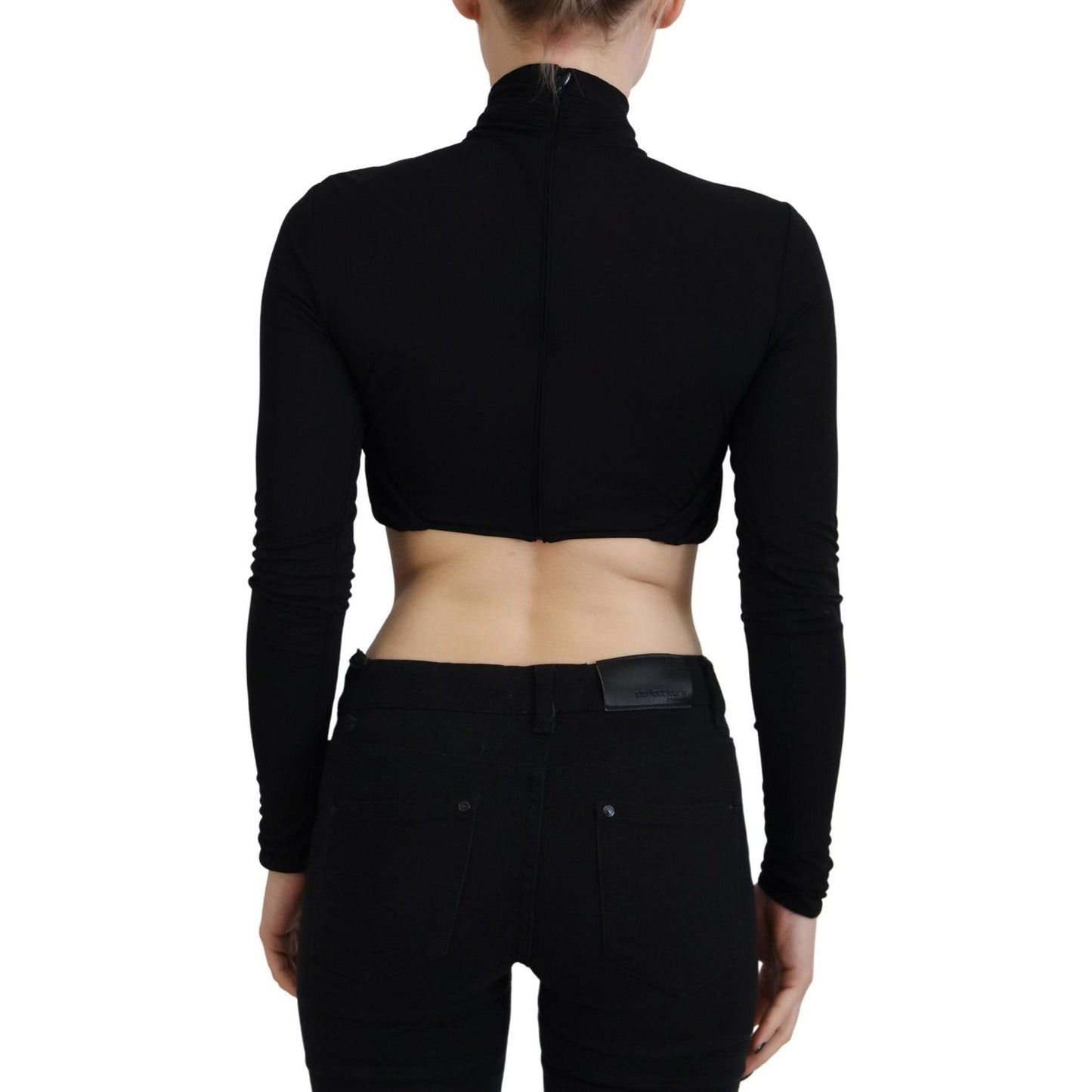 Dsquared² Black Cut Out Viscose Cropped Long Sleeves Top TSH83378-38
