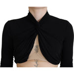 Dsquared² Black Cut Out Viscose Cropped Long Sleeves Top TSH83378-38