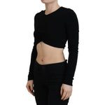 Dsquared² Black Viscose Cropped Round Neck Long Sleeves Top TSH83381-38