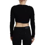 Dsquared² Black Viscose Cropped Round Neck Long Sleeves Top TSH83381-38