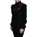 Dsquared² Black Lace Trim Turtle Neck Long Sleeves Top TSH83382-38