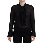 Dsquared² Black Viscose Long Sleeves See Through Blouse Top TSH83385-38