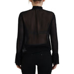 Dsquared² Black Viscose Long Sleeves See Through Blouse Top TSH83385-38