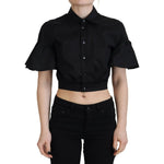 Dsquared² Black Collared Button Down Short Sleeve Cropped Top TSH83413-38