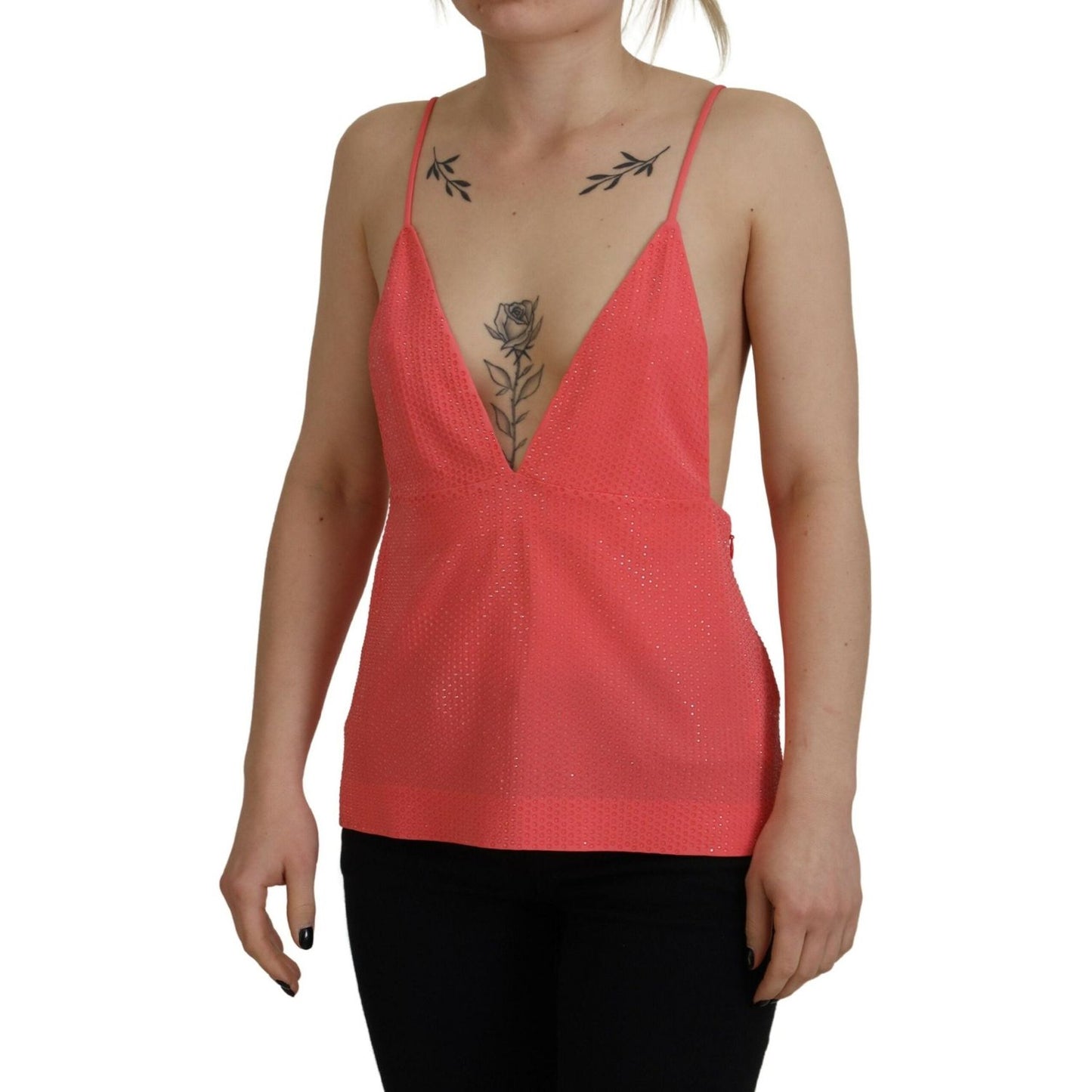 Dsquared² Pink Sleeveless Spaghetti Strap Cami V-neck Top TSH83418-38
