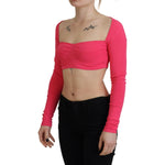 Dsquared² Pink Viscose Knit Square Neck Long Sleeves Top TSH83419-38