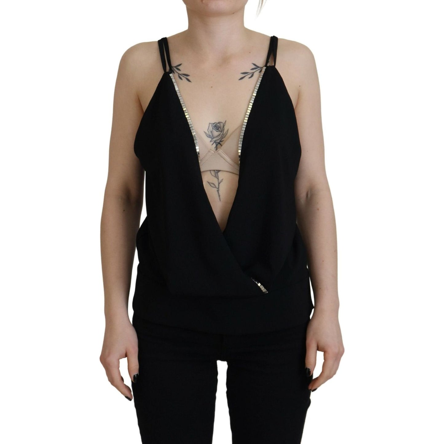 Dsquared² Black Embellished Deep V-neck Sleeveless Tank Top TSH83420-38